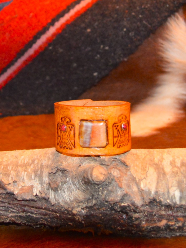 11/2" cuff bracelet w/ semiprecious stone & eagle design