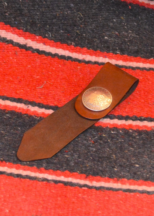 Leather bookmark w/ silver coin concho