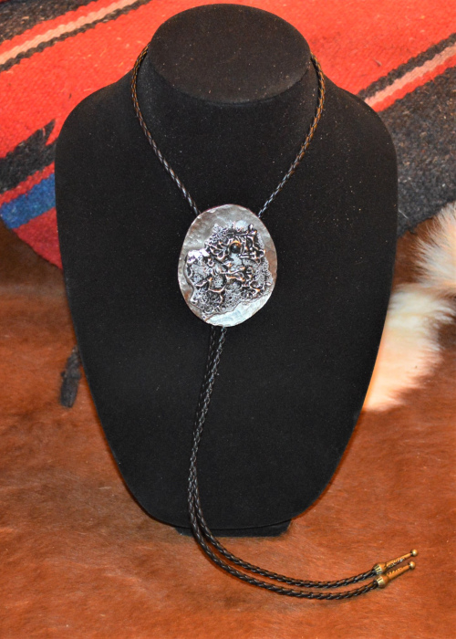Pewter on hammered nickel bolo 